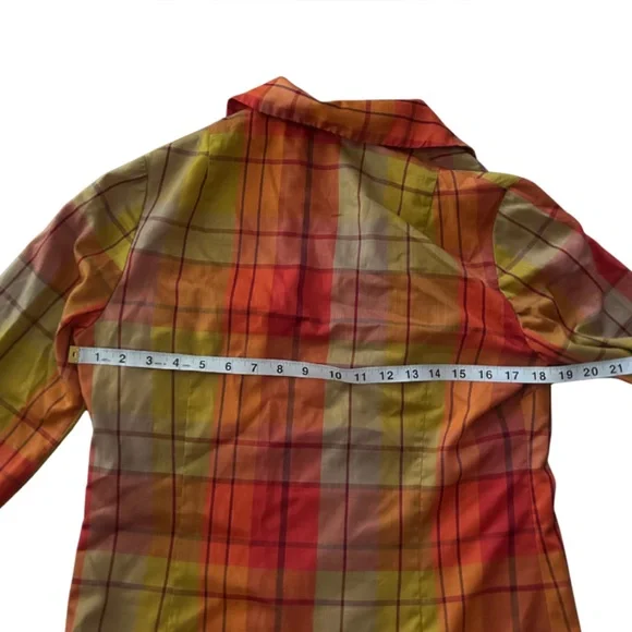Vintage Ivan Fredric’s of CA Plaid Button Down Blouse | Orange/Multi | Small est - Picture 5 of 7